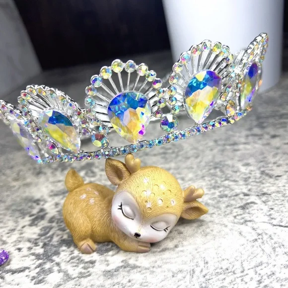 Silver Round Crown for Women, Wedding Headband, Birthday Girl, Prom, Party Gift - Picture 5 of 5